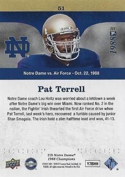 2017 Upper Deck Notre Dame 1988 Champions - Blue #51 Fumble Recovery by Pat Terrell Back