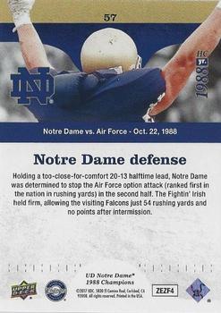 2017 Upper Deck Notre Dame 1988 Champions - Blue #57 Notre Dame D Shuts out Air Force in 2nd Half Back