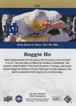 2017 Upper Deck Notre Dame 1988 Champions - Blue #62 29 Yard Field Goal from Reggie Ho Back