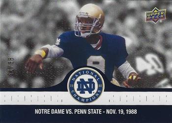 2017 Upper Deck Notre Dame 1988 Champions - Blue #81 Tony Rice Leads Irish in Rushing Front