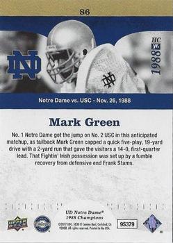 2017 Upper Deck Notre Dame 1988 Champions - Blue #86 Mark Green Puts Irish up 14-0 Back