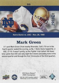 2017 Upper Deck Notre Dame 1988 Champions - Blue #88 Fourth Quarter TD Run from Mark Green Back