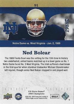 2017 Upper Deck Notre Dame 1988 Champions - Blue #91 Ned Bolcar Steps In Back