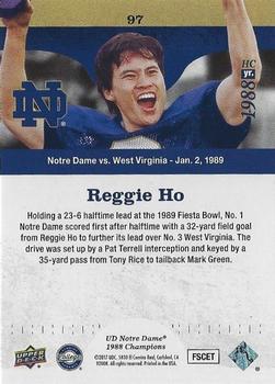 2017 Upper Deck Notre Dame 1988 Champions - Blue #97 Reggie Ho Splits the Uprights Back