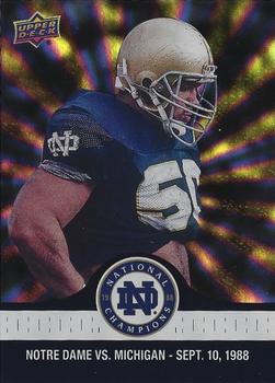 2017 Upper Deck Notre Dame 1988 Champions - Blue Pattern Rainbow #6 ND Defense Holds the Wolverines Front