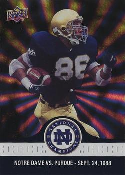 2017 Upper Deck Notre Dame 1988 Champions - Blue Pattern Rainbow #18 Tony Rice Hits Derek Brown for a TD Front