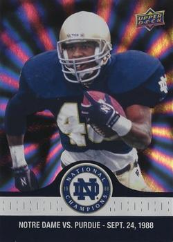 2017 Upper Deck Notre Dame 1988 Champions - Blue Pattern Rainbow #22 Rice Connects with Brooks for Another TD Front