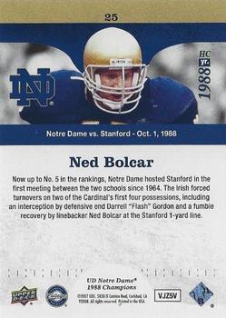 2017 Upper Deck Notre Dame 1988 Champions - Blue Pattern Rainbow #25 Ned Bolcar Picks it up at the One Yard Line Back