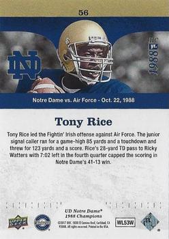 2017 Upper Deck Notre Dame 1988 Champions - Blue Pattern Rainbow #56 Rice Leads the Irish Offense vs. Air Force Back