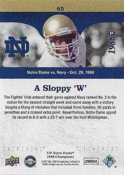 2017 Upper Deck Notre Dame 1988 Champions - Blue Pattern Rainbow #65 A Sloppy 'W' Back