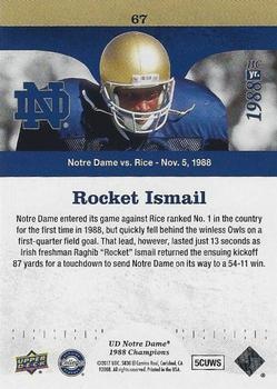 2017 Upper Deck Notre Dame 1988 Champions - Blue Pattern Rainbow #67 Rocket Returns the Kickoff for a TD Back