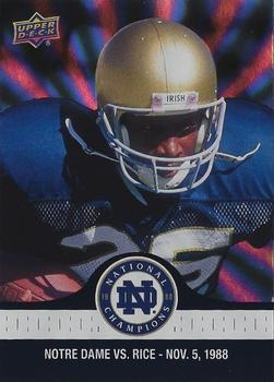 2017 Upper Deck Notre Dame 1988 Champions - Blue Pattern Rainbow #67 Rocket Returns the Kickoff for a TD Front