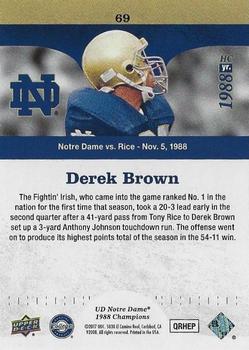 2017 Upper Deck Notre Dame 1988 Champions - Blue Pattern Rainbow #69 Rice Connects with Brown for 41 Back