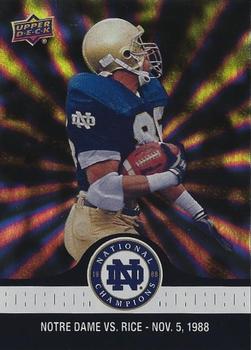 2017 Upper Deck Notre Dame 1988 Champions - Blue Pattern Rainbow #69 Rice Connects with Brown for 41 Front