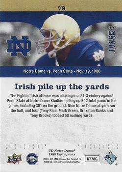 2017 Upper Deck Notre Dame 1988 Champions - Blue Pattern Rainbow #78 Irish Pile up the Yards Back