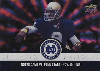 2017 Upper Deck Notre Dame 1988 Champions - Blue Pattern Rainbow #81 Tony Rice Leads Irish in Rushing Front