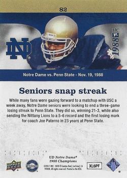 2017 Upper Deck Notre Dame 1988 Champions - Blue Pattern Rainbow #82 Seniors Snap Streak Back