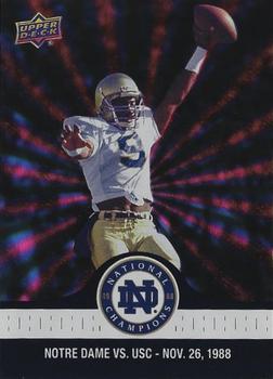 2017 Upper Deck Notre Dame 1988 Champions - Blue Pattern Rainbow #84 Rice's 65 Yard TD Opens up the Scoring Front