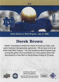 2017 Upper Deck Notre Dame 1988 Champions - Blue Pattern Rainbow #93 Big Reception for Derek Brown Back