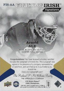 2017 Upper Deck Notre Dame 1988 Champions - Fighting Irish Signatures #FIS-AA Arnold Ale Back