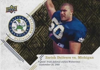 2017 Upper Deck Notre Dame 1988 Champions - Defining Moments #DM-2 Zorich Delivers vs. Michigan Front