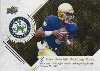 2017 Upper Deck Notre Dame 1988 Champions - Defining Moments #DM-10 Rice Sets QB Rushing Mark Front