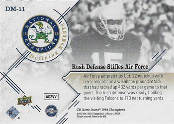 2017 Upper Deck Notre Dame 1988 Champions - Defining Moments #DM-11 Rush Defense Stifles Air Force Back