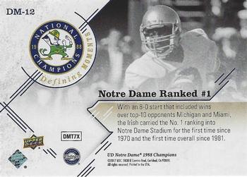 2017 Upper Deck Notre Dame 1988 Champions - Defining Moments #DM-12 Notre Dame Ranked #1 Back