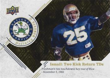 2017 Upper Deck Notre Dame 1988 Champions - Defining Moments #DM-13 Ismail: Two Kick Return TD's Front