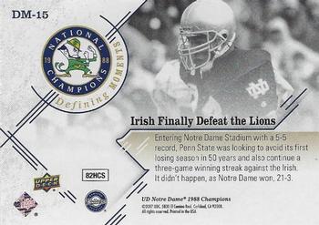 2017 Upper Deck Notre Dame 1988 Champions - Defining Moments #DM-15 Irish Finally Defeat the Lions Back