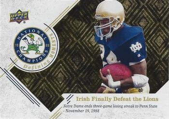 2017 Upper Deck Notre Dame 1988 Champions - Defining Moments #DM-15 Irish Finally Defeat the Lions Front