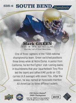 2017 Upper Deck Notre Dame 1988 Champions - South Bend Standouts #SBS-6 Mark Green Back