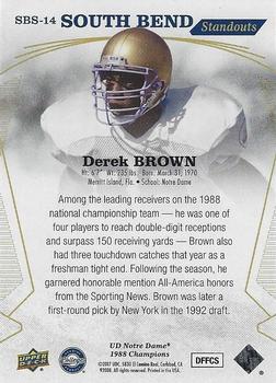 2017 Upper Deck Notre Dame 1988 Champions - South Bend Standouts #SBS-14 Derek Brown Back