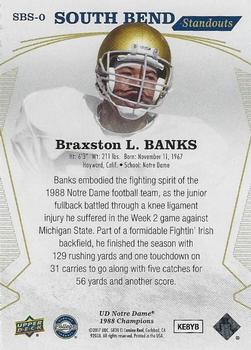 2017 Upper Deck Notre Dame 1988 Champions - South Bend Standouts Achievement #SBS-0 Braxston L. Banks Back