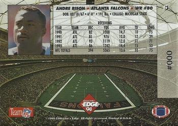 1994 Collector's Edge - 1st Day Gold Promos #6 Andre Rison Back