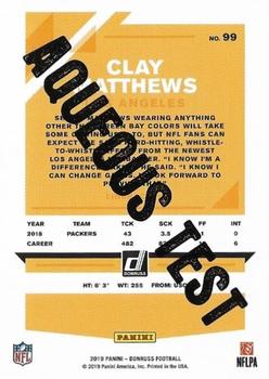 2019 Donruss - Aqueous Test #99 Clay Matthews Back