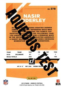 2019 Donruss - Aqueous Test #278 Nasir Adderley Back