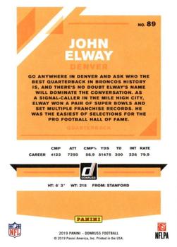 2019 Donruss - Season Stat Line #89 John Elway Back