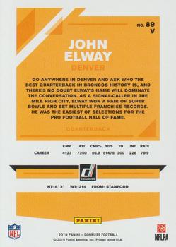 2019 Donruss - Season Stat Line #89V John Elway Back