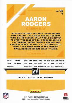 2019 Donruss - Season Stat Line #98V Aaron Rodgers Back
