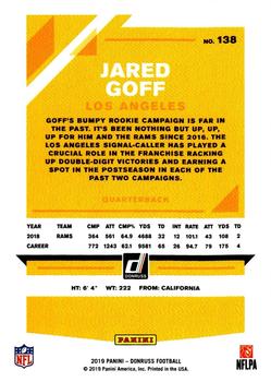 2019 Donruss - Season Stat Line #138 Jared Goff Back