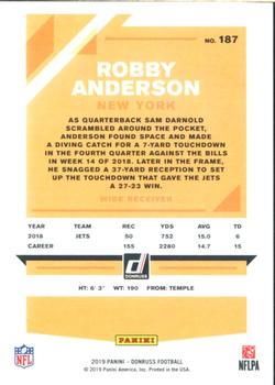 2019 Donruss - Season Stat Line #187 Robby Anderson Back