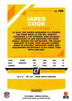 2019 Donruss - Season Stat Line #196 Jared Cook Back
