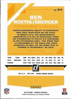 2019 Donruss - Season Stat Line #210 Ben Roethlisberger Back