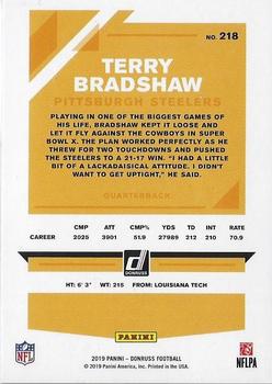 2019 Donruss - Season Stat Line #218 Terry Bradshaw Back