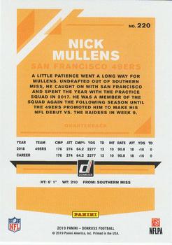 2019 Donruss - Season Stat Line #220 Nick Mullens Back