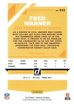 2019 Donruss - Season Stat Line #223 Fred Warner Back