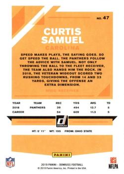 2019 Donruss - Jersey Number #47 Curtis Samuel Back