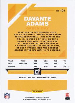 2019 Donruss - Jersey Number #101 Davante Adams Back