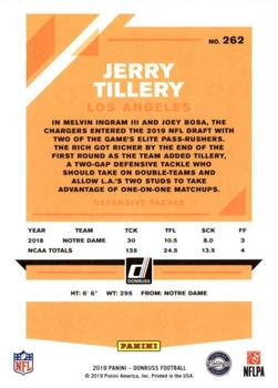 2019 Donruss - Jersey Number #262 Jerry Tillery Back